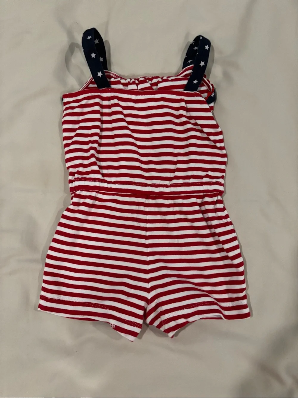 Gymboree Red and White Striped Baby Romper with Navy Accent